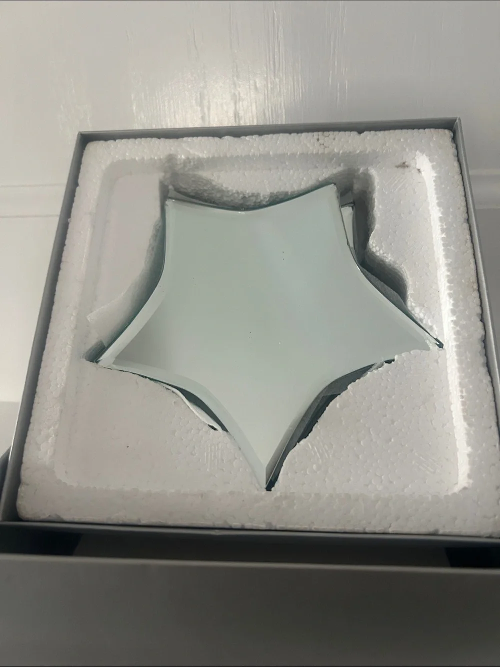 Crate&Barrel Silver Mirror Star Candle Coaster Set